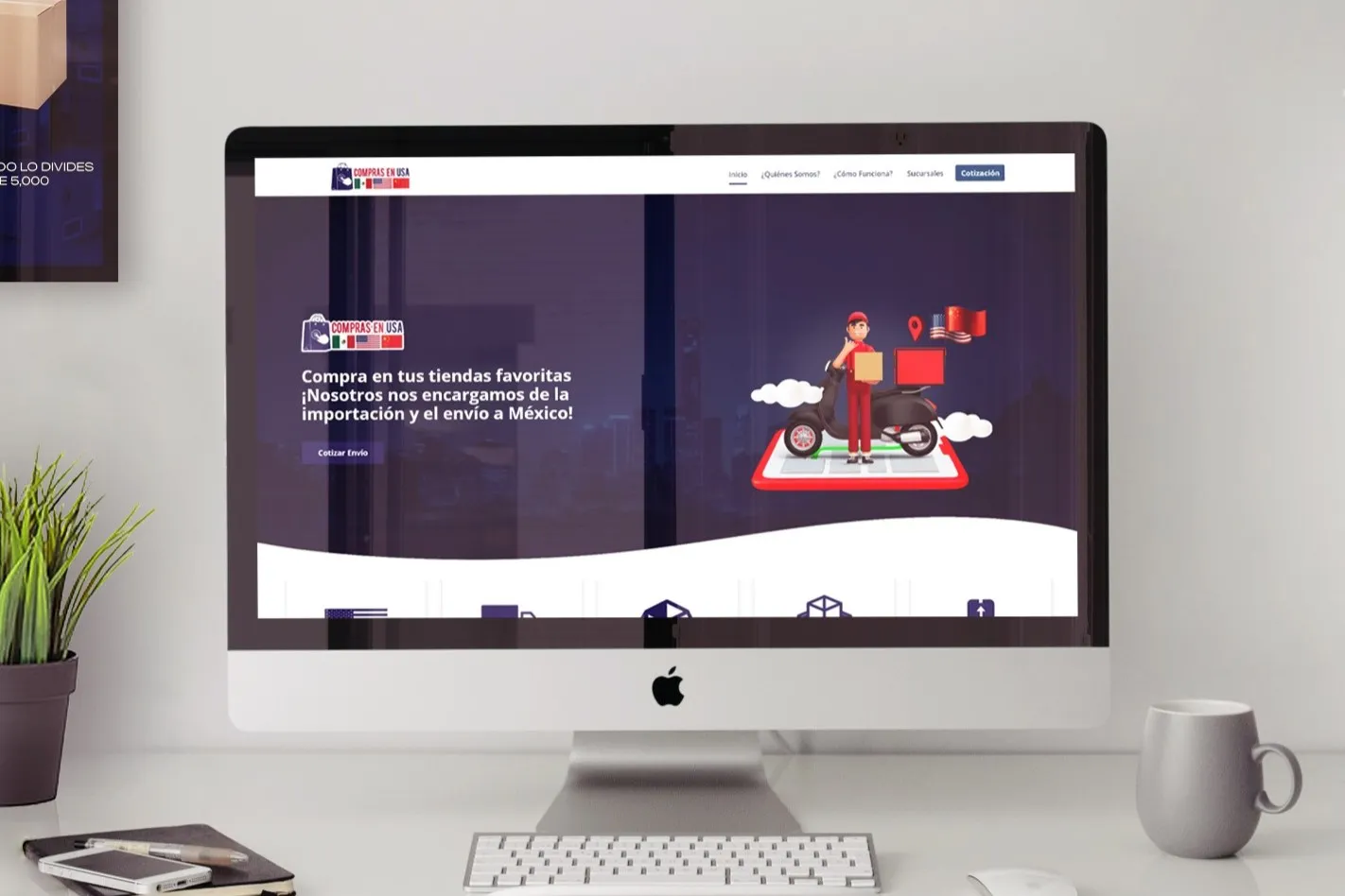 Sitio web de Compras en USA en un monitor.